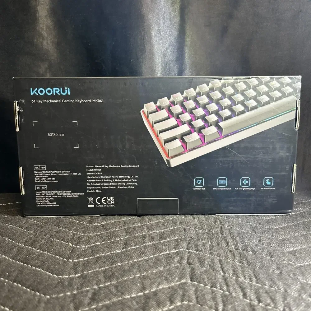 KOORUI MK061 61-Key Mechanical Gaming Keyboard RGB Red Switch USB-C US